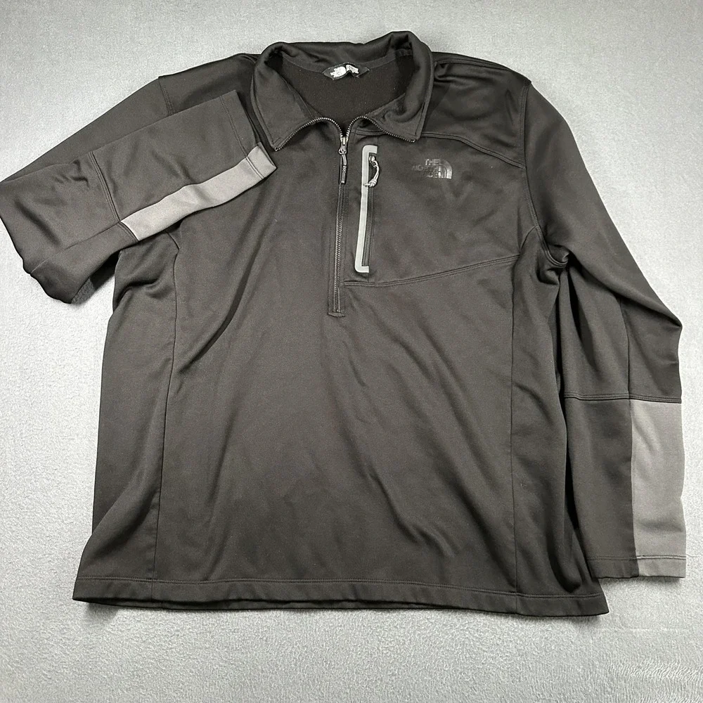 The North Face Pullover Mens 2XL Black 1/4 Zip Mock Neck Fleece Stretch CUGO